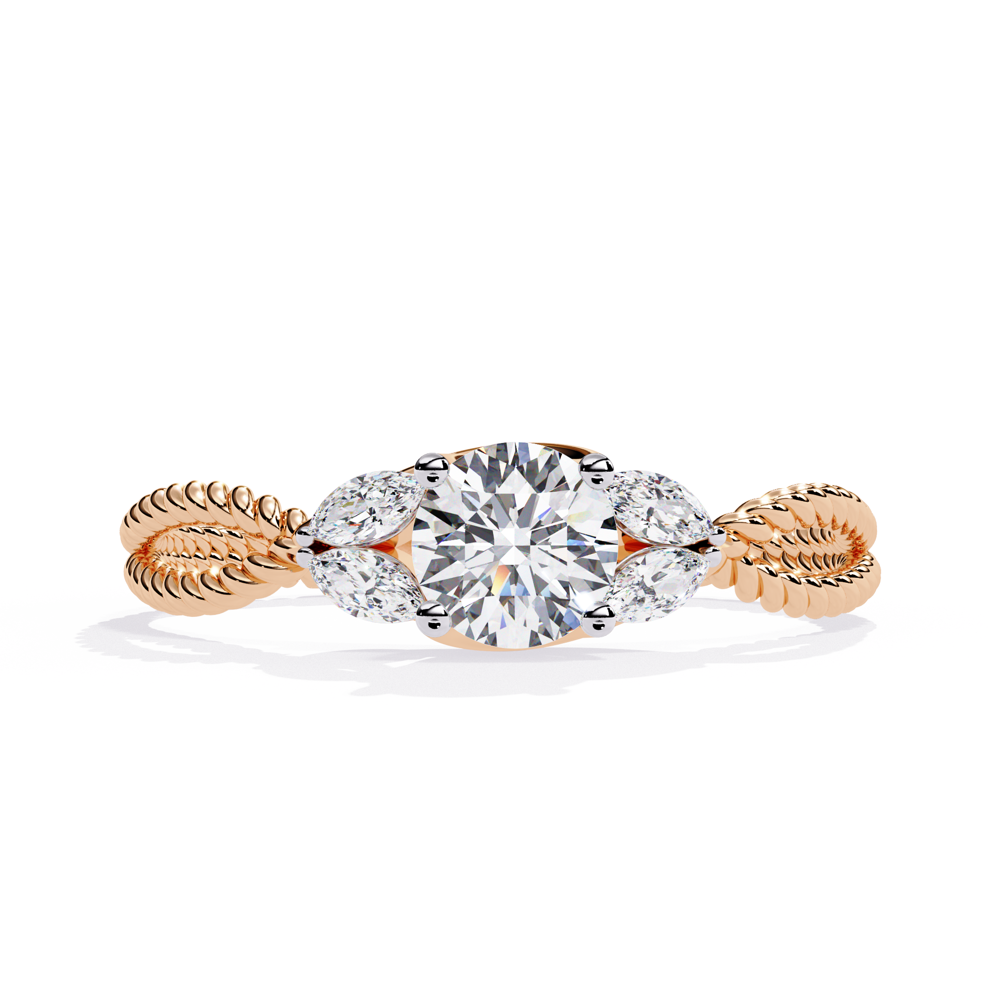 Solitairekart-0.44 CT Lab Grown Diamond Twisted Band Engagement Ring in 14K Gold